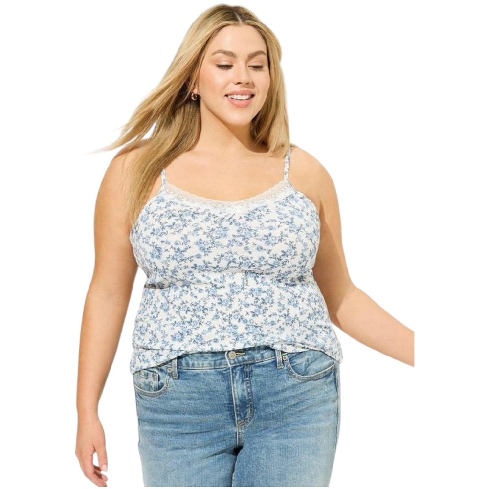 NWT Torrid Fitted Cotton Modal Rib Lace V-Neck Cami - Size: 10 (M)